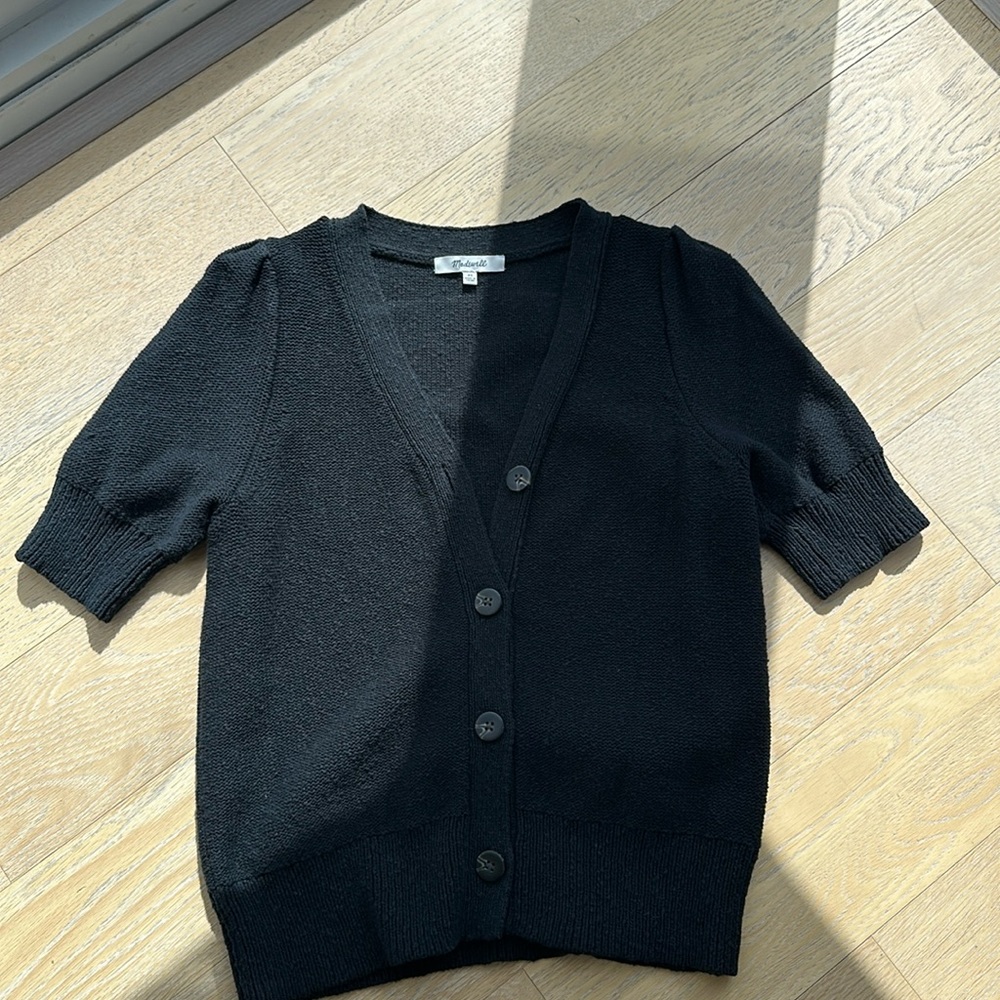 Only worn twice! Madewell short sleeve black cardigan in size XS